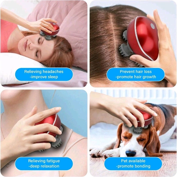 Smart Electric Scalp Massager, Handheld Electric Pet Massager Massage Tool with 4 Massage Heads