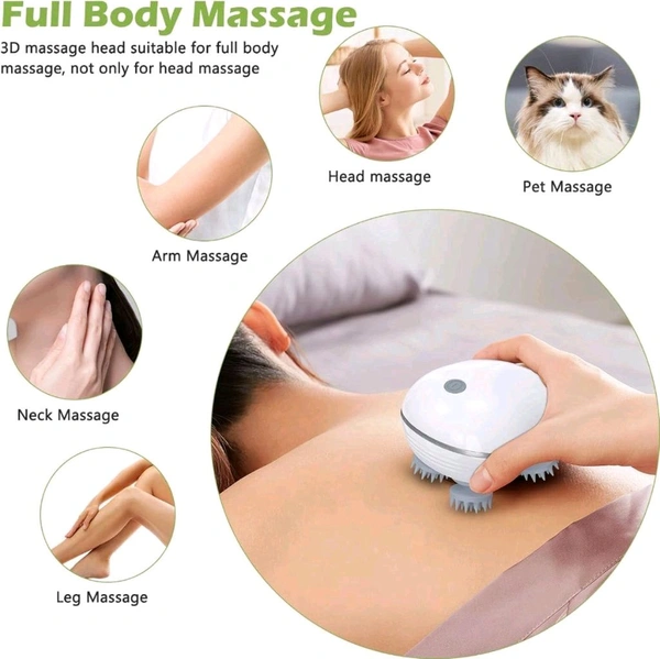 Smart Electric Scalp Massager, Handheld Electric Pet Massager Massage Tool with 4 Massage Heads