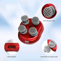 Smart Electric Scalp Massager, Handheld Electric Pet Massager Massage Tool with 4 Massage Heads