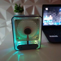 Transparent Spray Light Fan – Cooling + Humidifier + LED Lights
