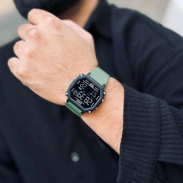 DASH Tactical Style Digital Watch for Men – Rugged Design, Premium Look, All-Day Comfort - Green