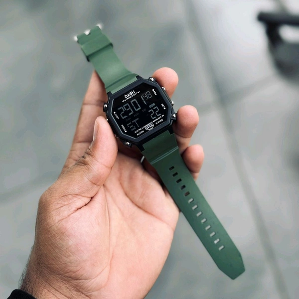 DASH Tactical Style Digital Watch for Men – Rugged Design, Premium Look, All-Day Comfort - Green