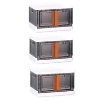 Folding Wardrobe Storage Organizer | Storage Bins with Double Door & Top Lid Opening | Drawer Organizer for Office | Black & White - 3Layer