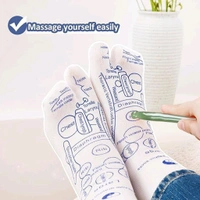 Full Reflexology Acupressure Therapy Socks Set with Dual Foot Zone Map & Acupressure Stick – Reusable Foot Massage Socks for Pain Relief, Relaxation & Body Health Improvement – 1 Set
