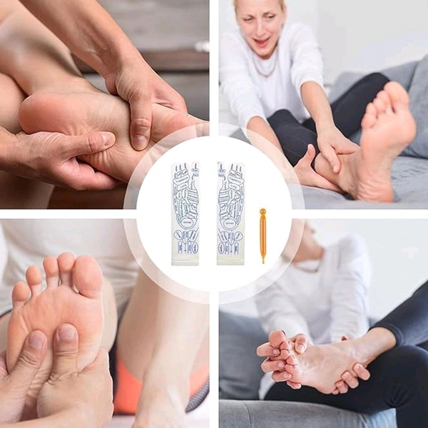 Full Reflexology Acupressure Therapy Socks Set with Dual Foot Zone Map & Acupressure Stick – Reusable Foot Massage Socks for Pain Relief, Relaxation & Body Health Improvement – 1 Set
