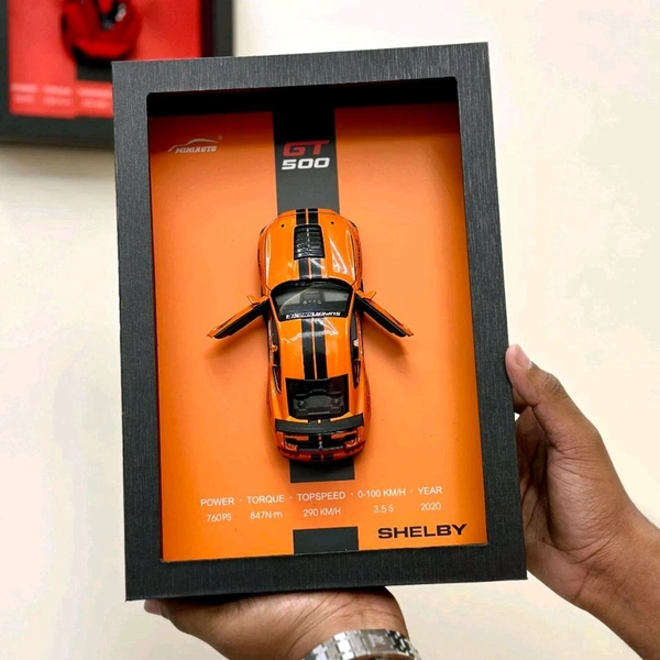 Premium Framed Car Model – 3D Wall Decor for Auto Enthusiasts, Unique Models - Orange