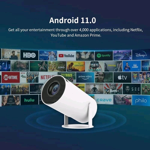 Mini Projector with WiFi and Bluetooth, 1080p Support Smart Portable Projector Android 11, Auto Keystone, Voice Control Remote, 180 Degree Rotation, Home Video Projetor for Bedroom