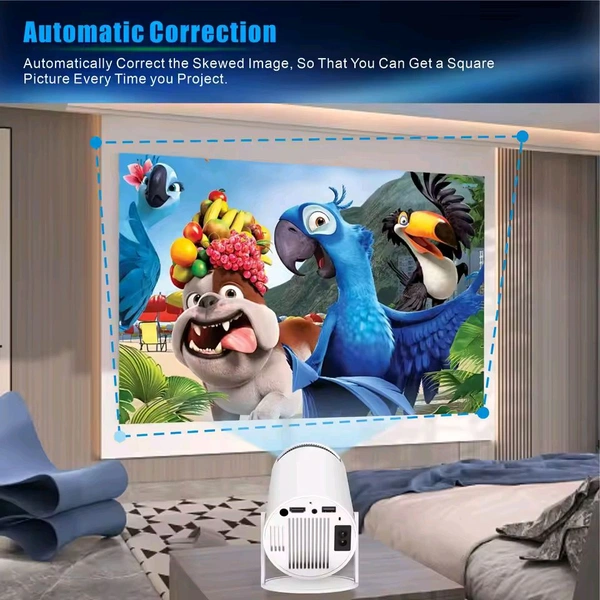 Mini Projector with WiFi and Bluetooth, 1080p Support Smart Portable Projector Android 11, Auto Keystone, Voice Control Remote, 180 Degree Rotation, Home Video Projetor for Bedroom