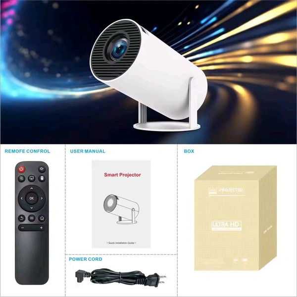 Mini Projector with WiFi and Bluetooth, 1080p Support Smart Portable Projector Android 11, Auto Keystone, Voice Control Remote, 180 Degree Rotation, Home Video Projetor for Bedroom