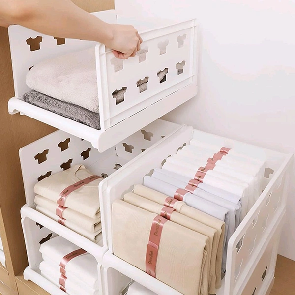 Stackable Multifunctional Storage,for Clothes Foldable Drawer Shelf Basket Utility Cart Rack Storage Organizer Cart for Kitchen, Pantry Closet, Bedroom, Bathroom, Laundry  - 4 Layer