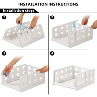 Stackable Multifunctional Storage,for Clothes Foldable Drawer Shelf Basket Utility Cart Rack Storage Organizer Cart for Kitchen, Pantry Closet, Bedroom, Bathroom, Laundry  - 4 Layer