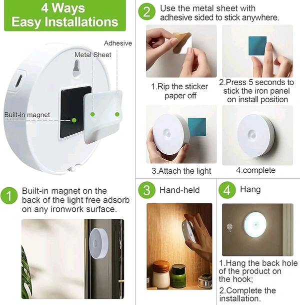 Wireless Battery Operated LED Motion Sensor Wall Light for Hallway, Wardrobe, Basement, Cupboard, Garage  - Pack Of 1