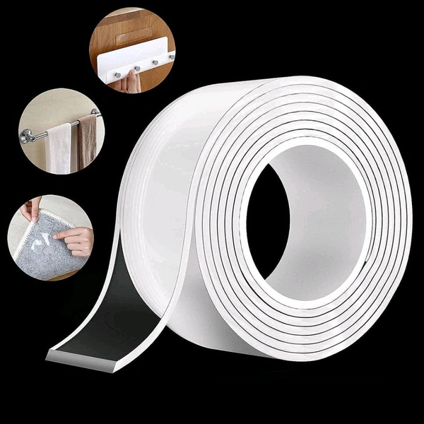 Strong Transparent Double-Sided Nano Adhesive Tape – Reusable, Washable, Multipurpose Sticky Mounting Tape for Home, Office, Kitchen, and DIY Use