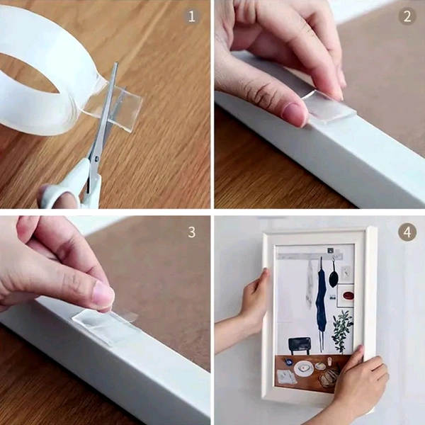 Strong Transparent Double-Sided Nano Adhesive Tape – Reusable, Washable, Multipurpose Sticky Mounting Tape for Home, Office, Kitchen, and DIY Use