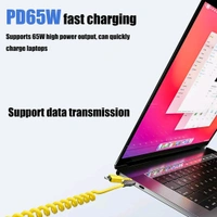 4 in 1 Spring Fast Charging Cable, 65W USB-C Multi Charging Cable for Multiple Devices, Extended Retractable Universal Charging Cable for iPhone Samsung Laptop Charging