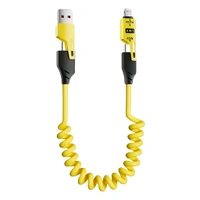 4 in 1 Spring Fast Charging Cable, 65W USB-C Multi Charging Cable for Multiple Devices, Extended Retractable Universal Charging Cable for iPhone Samsung Laptop Charging