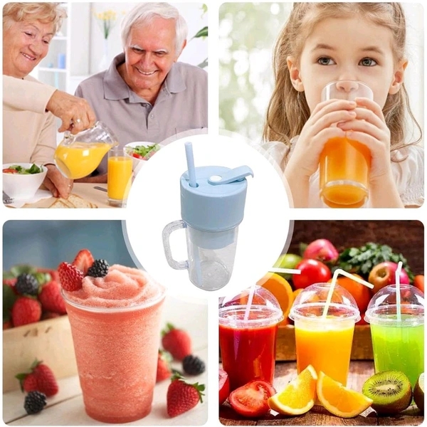 2 In 1 Portable Crusher Juicer With Handle & Straw for Smoothie Sipper USB Rechargeable