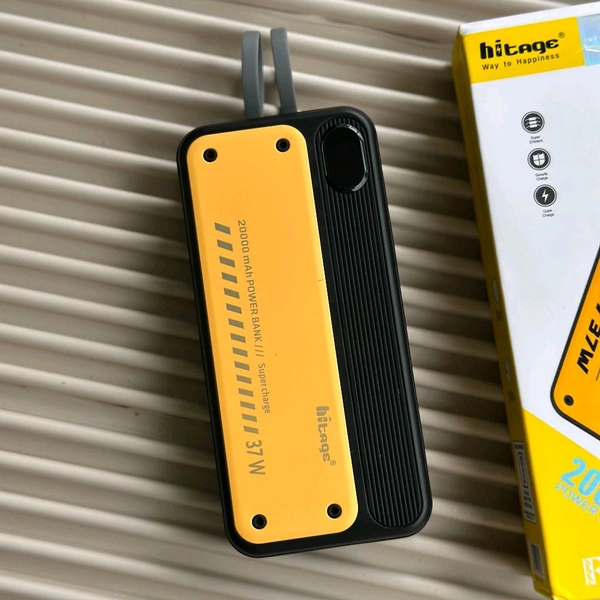 Hitage PB-93 20000mAh Power Bank | 37W Fast Charging | In-Built Cables - 6 Months Brand Warranty, Black