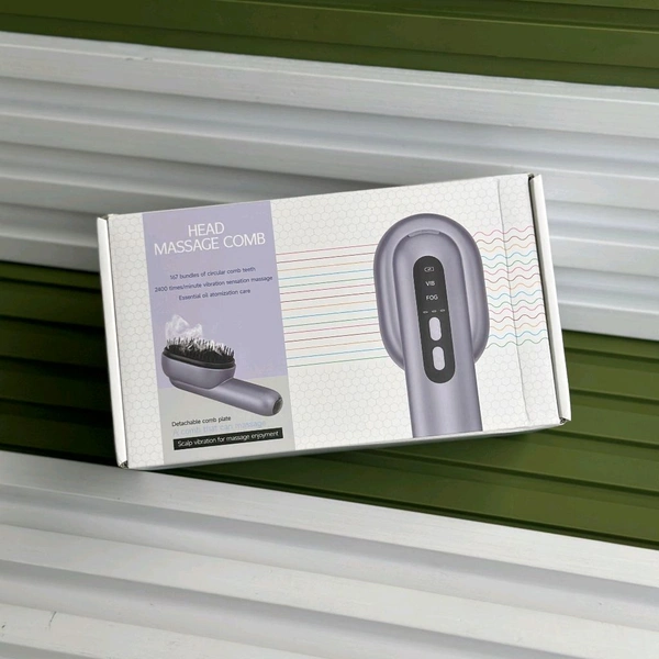 Purple Scalp Massager with Vibration, Red Light Therapy & Mist Function 
