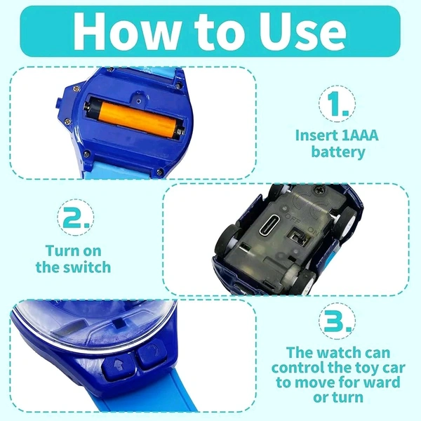 Watch Remote Control Car – 2-in-1 Smart Wrist Watch Car Toy for Kids (Rechargeable)