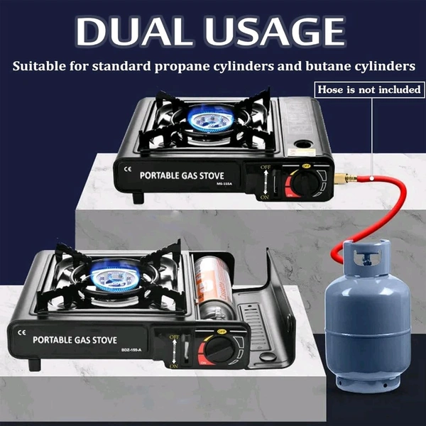 Portable Dual Gas Stove with Carry Case – Works with LPG & Butane | Outdoor Camping, Travel & Emergency Use