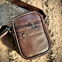 Premium Leather Mini Crossbody Sling Bag for Men | Compact Everyday Travel Pouch - Vintage Brown