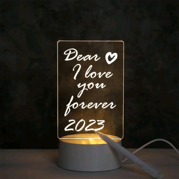 LED Acrylic Message Board Night Lamp with Marker Pen – USB Powered Table Lamp for Writing Notes, Home Office Desk Light, Decorative Night Light, and Gift Item