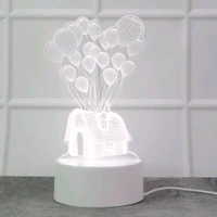 3D Illusion LED Night Lamp with House and Balloons Design – USB Powered Decorative Acrylic Table Light for Bedroom, Living Room, Kids Room, Home Décor, and Gift Item