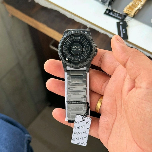 SABR Magnetic Ball Watch for Men – Unique Rotating Dial, Luxury Black Steel Strap, Minimal Arabic Numerals, Fashion Business Casual Timepiece - SABR2