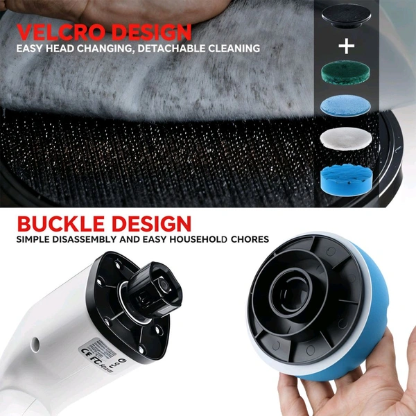 7 in 1 Electric Spin Scrubber Cleaning Brush with Extension Handle – Cordless Rechargeable Power Scrubber (1 Set / 25W)