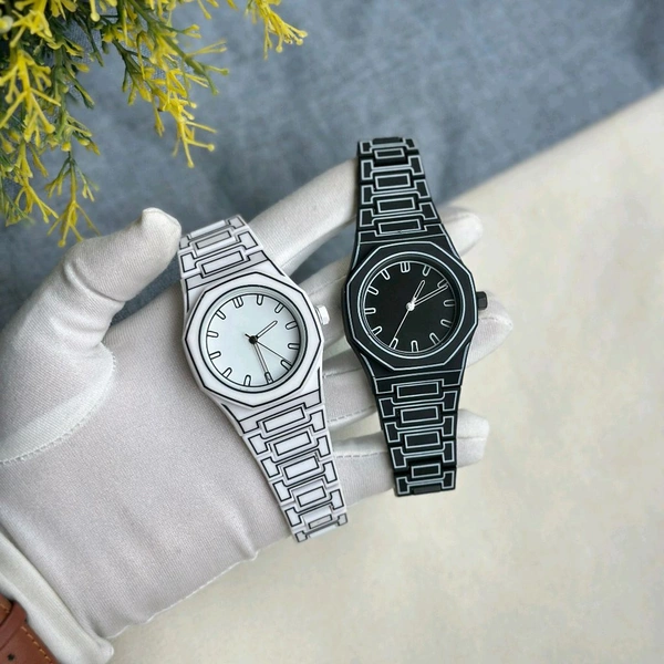 Minimalist Geometric Strap Watch for Men & Women | Ultra-Slim Design | Lightweight Daily Wear Wristwatch - White