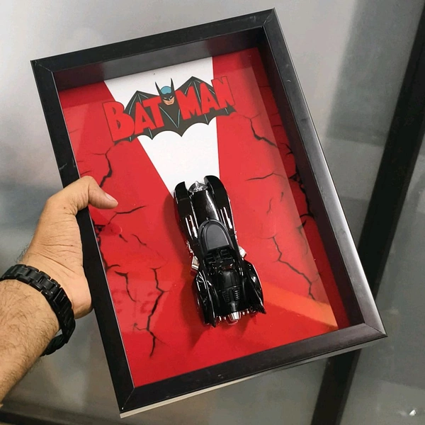 3D Frame Art Collectible Car Display | Premium Die-Cast Model Wall Decor for Fans - Batman Edition
