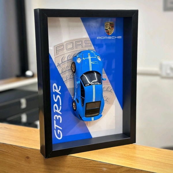 Premium Framed Car Model โ 3D Wall Decor for Auto Enthusiasts, Unique Models - Blue