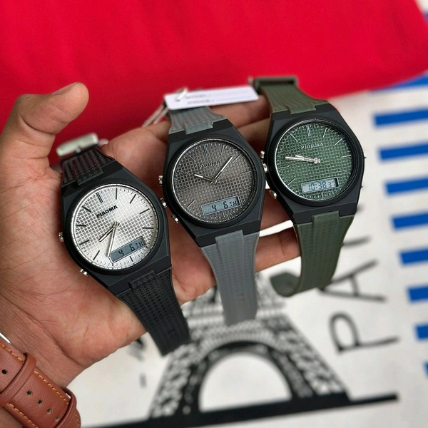 New Piaoma Analog And Digital Watch – Premium Square Design, Water Proof Guaranteed - Gray