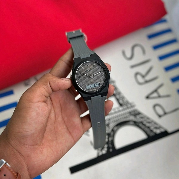 New Piaoma Analog And Digital Watch – Premium Square Design, Water Proof Guaranteed - Gray