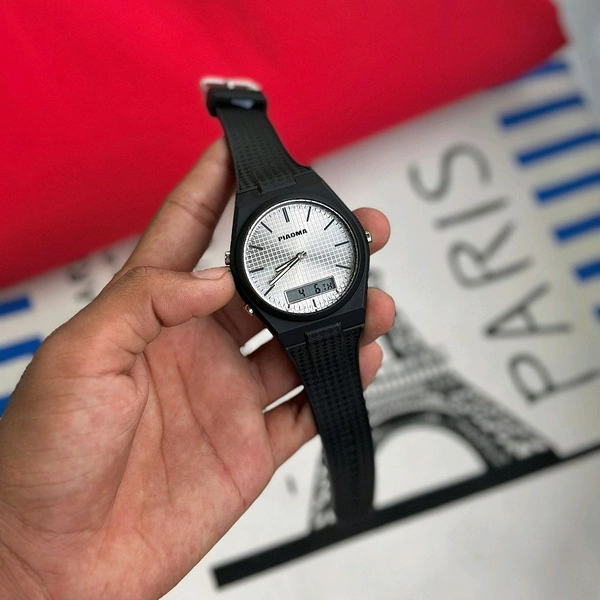 New Piaoma Analog And Digital Watch – Premium Square Design, Water Proof Guaranteed - White