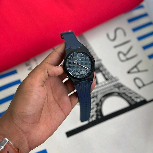 New Piaoma Analog And Digital Watch – Premium Square Design, Water Proof Guaranteed - Blue