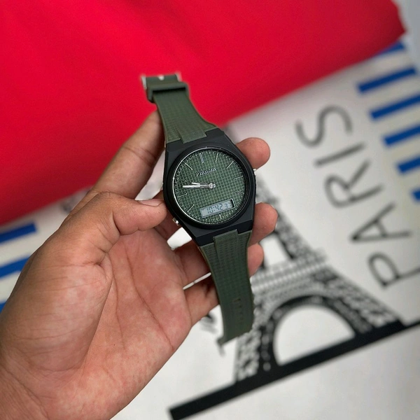 New Piaoma Analog And Digital Watch – Premium Square Design, Water Proof Guaranteed - Green