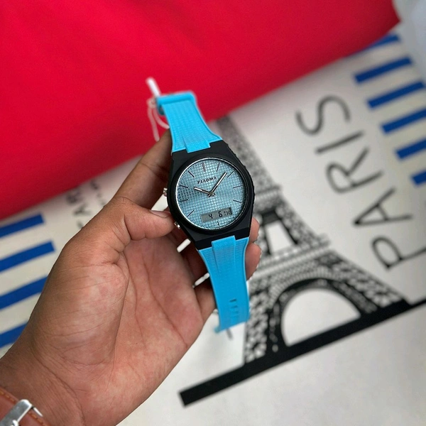 New Piaoma Analog And Digital Watch – Premium Square Design, Water Proof Guaranteed - Sky Blue