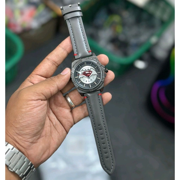 Insuch Batman Edition Watch Analog Watch - For Men | Men Analog Batman Logo Metal Casual Wrist Watch with Premium Leather Strap - Gray