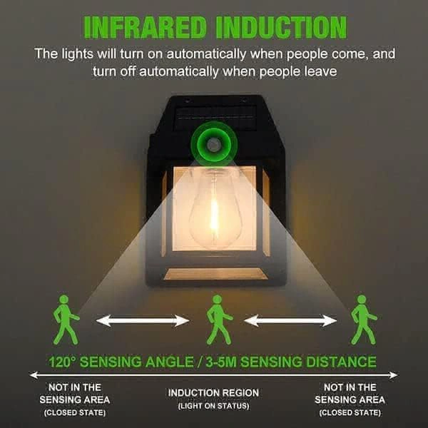Wireless Motion Sensor Solar Wall Sconce Waterproof Wall Lantern - 6