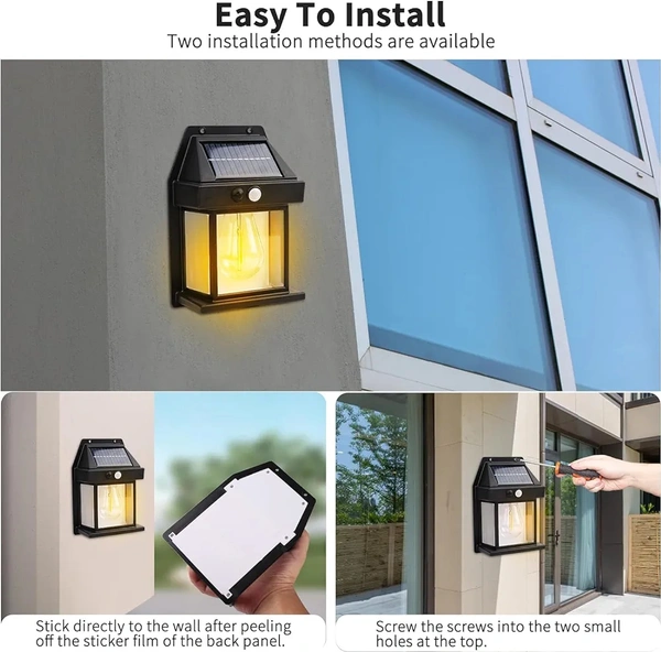 Wireless Motion Sensor Solar Wall Sconce Waterproof Wall Lantern - 6