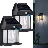 Wireless Motion Sensor Solar Wall Sconce Waterproof Wall Lantern - 6