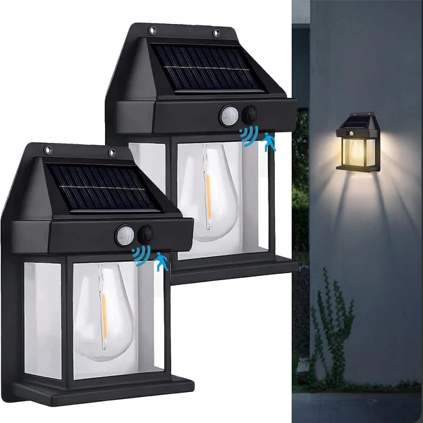 Wireless Motion Sensor Solar Wall Sconce Waterproof Wall Lantern - 6