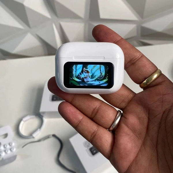 Air Pods Pro 2 Plus With Display, Wallpaper, Timer, Brightness, Anc, Transparency control, Battery percentage