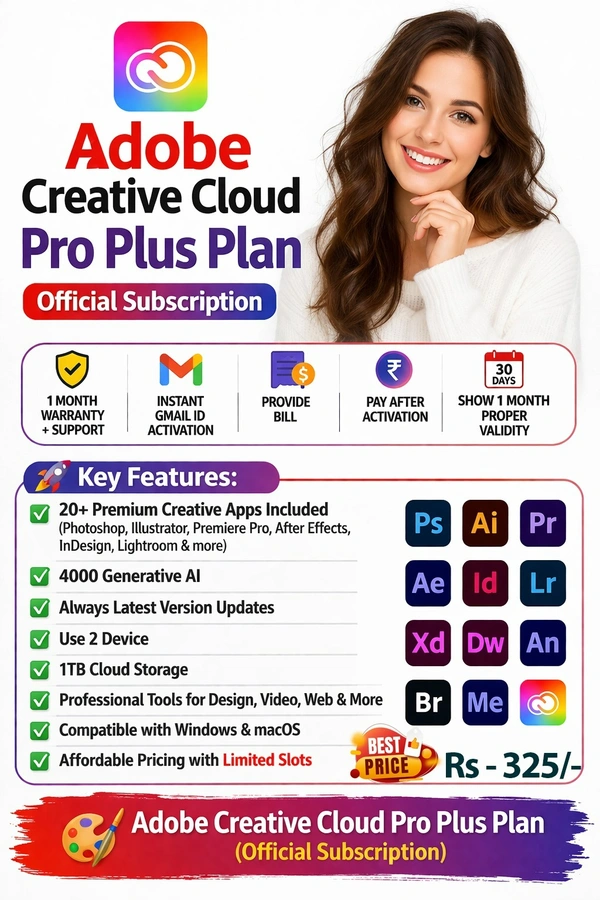 Adobe Creative Cloud Pro Plus Plan 1 month plan