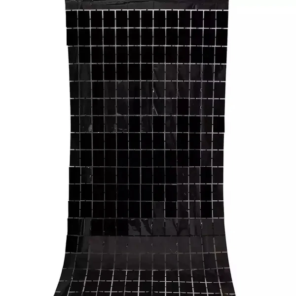 1pc - 3x6ft size - Square Black Foil Curtain - Premium Shine	
