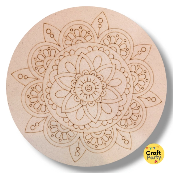 10 inch Round Designed MDF engraved cutout 3mm thickness for mandala art, lippan art
