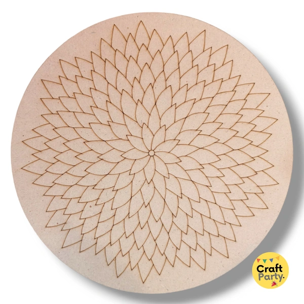 10 inch Round Designed MDF engraved cutout 3mm thickness for mandala art, lippan art