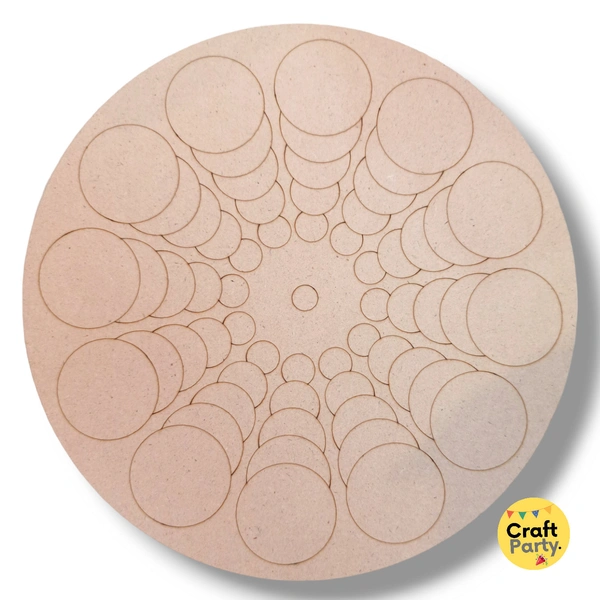10 inch Round Designed MDF engraved cutout 3mm thickness for mandala art, lippan art
